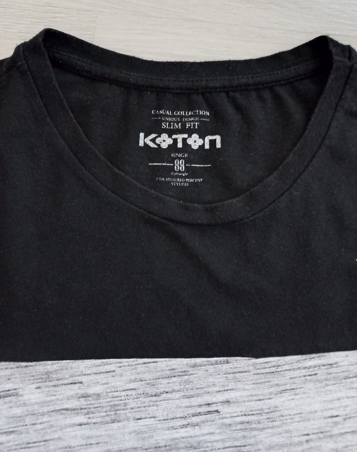 Gri Siyah Kısa Kollu Erkek Tişört - Görsel 2