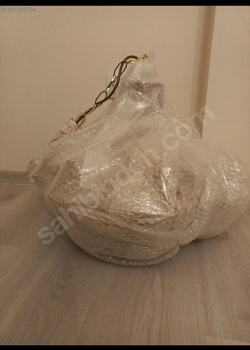 Altın renkli Antika Kristal Avize - Görsel 3