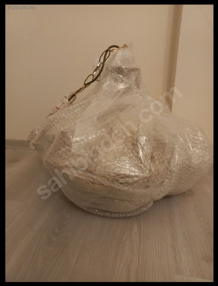 Altın renkli Antika Kristal Avize - Görsel 3