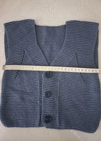 Erkek Çocuk Gri V Yaka Örgü Yelek - Görsel 2