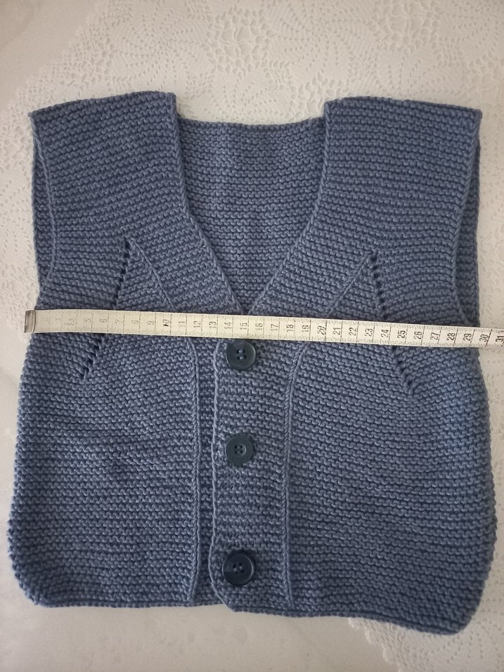 Erkek Çocuk Gri V Yaka Örgü Yelek - Görsel 2
