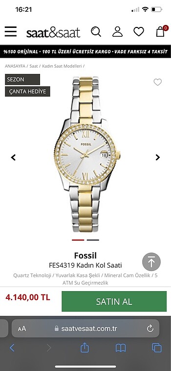 Orijinal sıfır garantili fossil saat