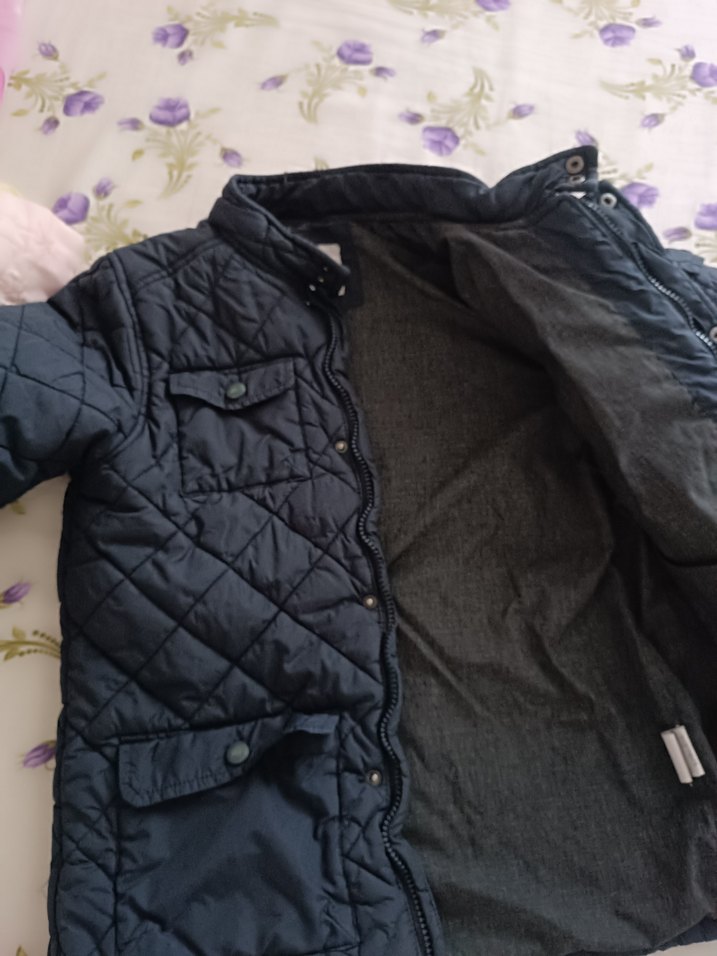 Erkek Çocuk Gri Düğmeli Mont - Görsel 4