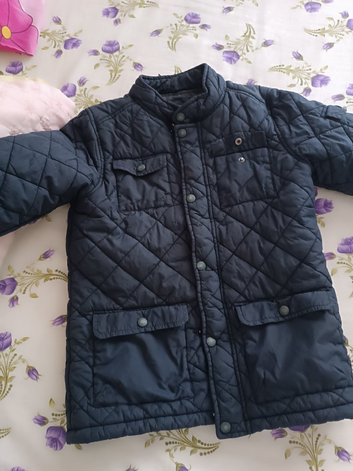 Erkek Çocuk Gri Düğmeli Mont - Görsel 3