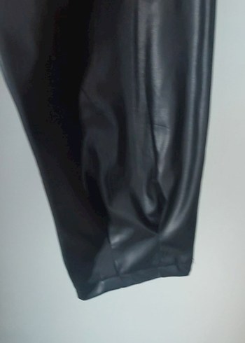 Siyah Deri Beli Kuşaklı Rahat Kesim Pantolon - Görsel 5