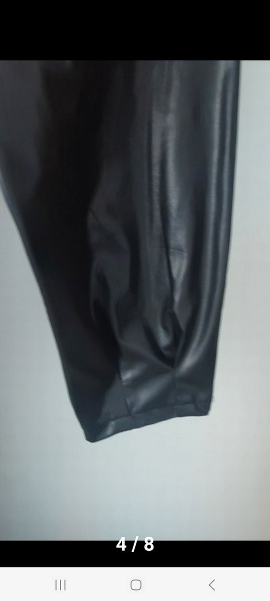 Siyah Deri Beli Kuşaklı Rahat Kesim Pantolon - Görsel 5