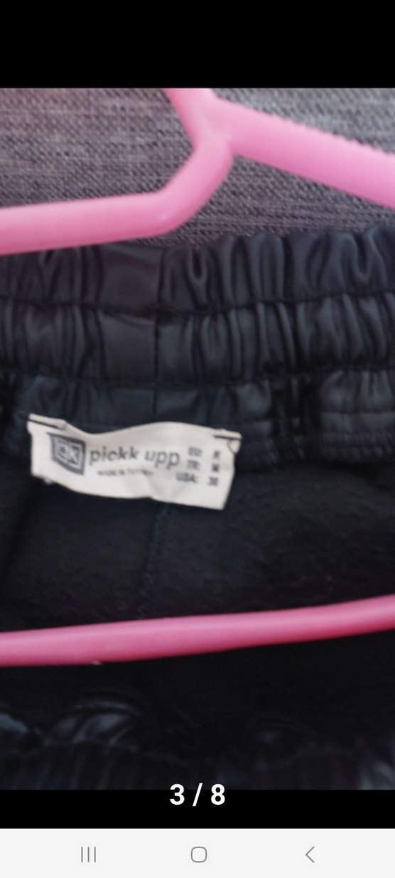 Siyah Deri Beli Kuşaklı Rahat Kesim Pantolon - Görsel 4