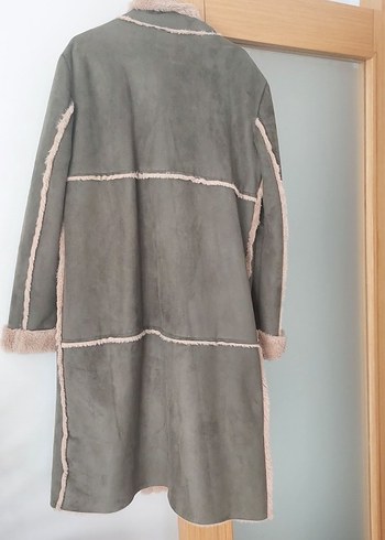 Yesil Süet Kadın Uzun Kaban Kürklü - Görsel 7