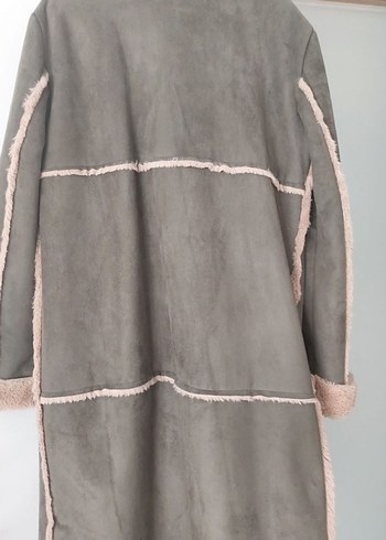 Yesil Süet Kadın Uzun Kaban Kürklü - Görsel 3