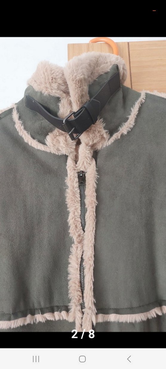 Yesil Süet Kadın Uzun Kaban Kürklü - Görsel 2