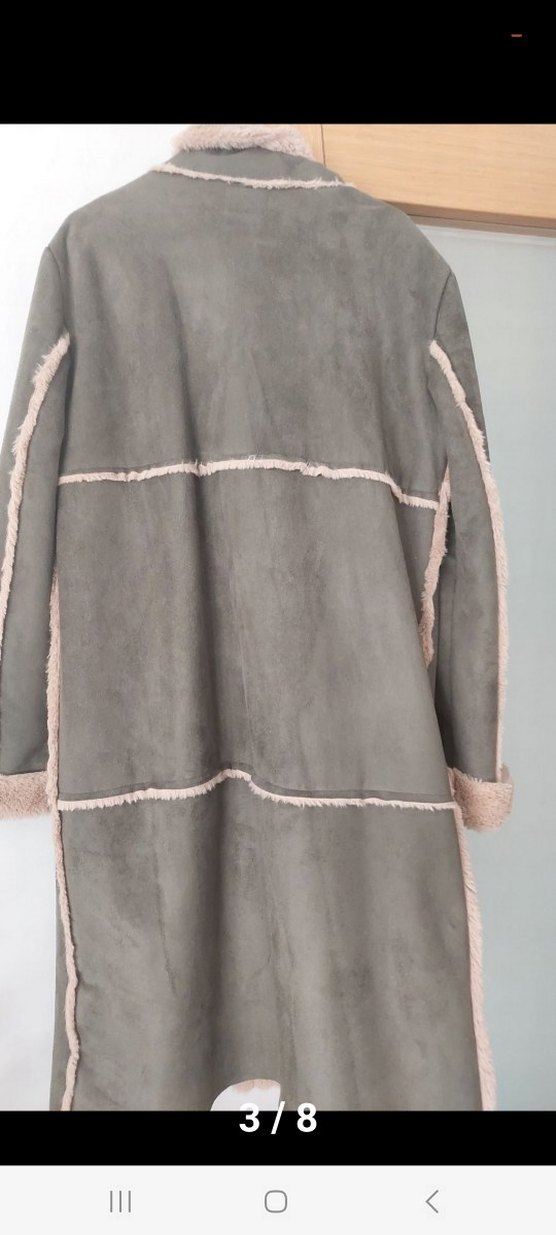 Yesil Süet Kadın Uzun Kaban Kürklü - Görsel 3