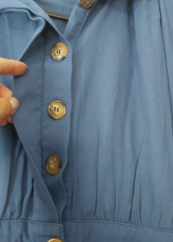 Kadın Kemerli Kolsuz Mavi Keten Tulum - Görsel 3