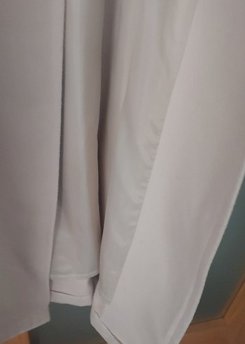 ucuk pembe krem Uzun Kadın Trençkot - Görsel 8