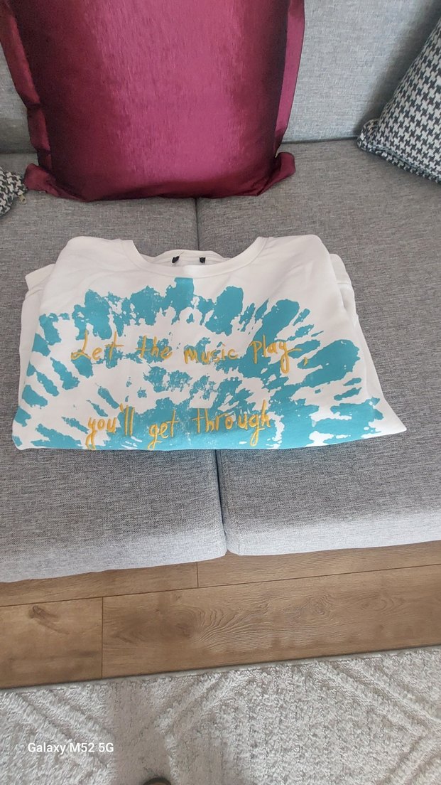 Beyaz Batik Desenli Bohem Kadın Sweatshirt Mavi marka - Görsel 4