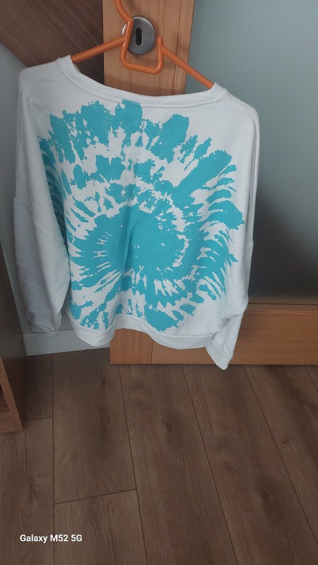 Beyaz Batik Desenli Bohem Kadın Sweatshirt Mavi marka - Görsel 2