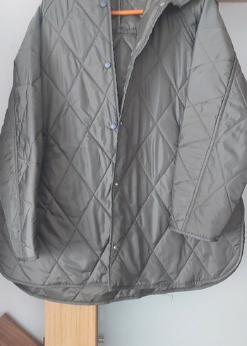 Düğmeli Kadın Uzun Kollu haki kapsonlu kapitoneCeket - Görsel 11