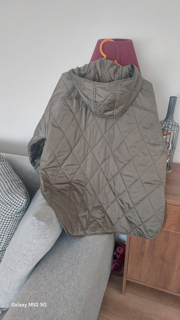 Düğmeli Kadın Uzun Kollu haki kapsonlu kapitoneCeket - Görsel 2