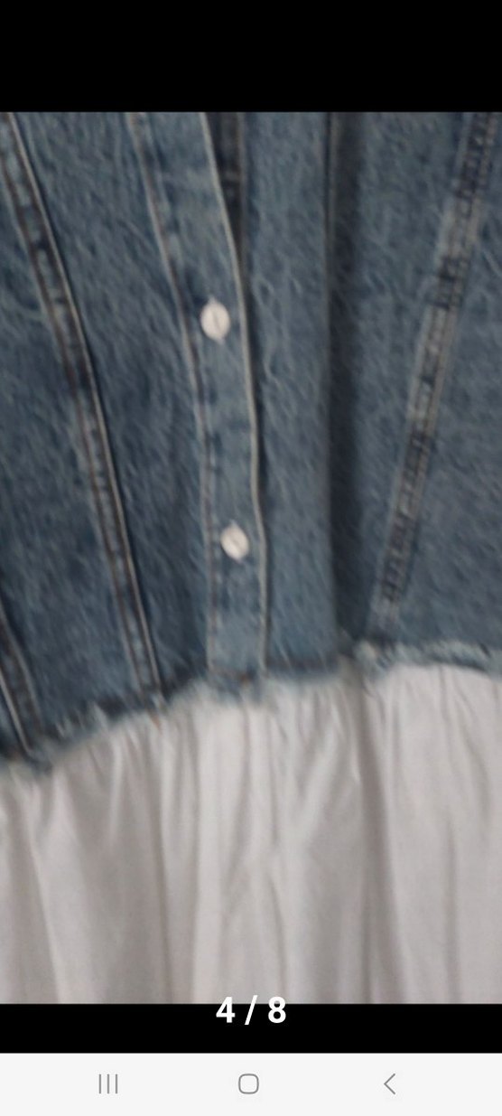 Düğmeli Beyaz Kot Midi Elbise - Görsel 4