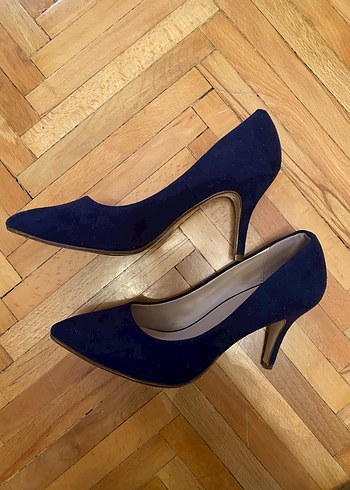 Lacivert Süet Stiletto Kadın Ayakkabı - Görsel 2