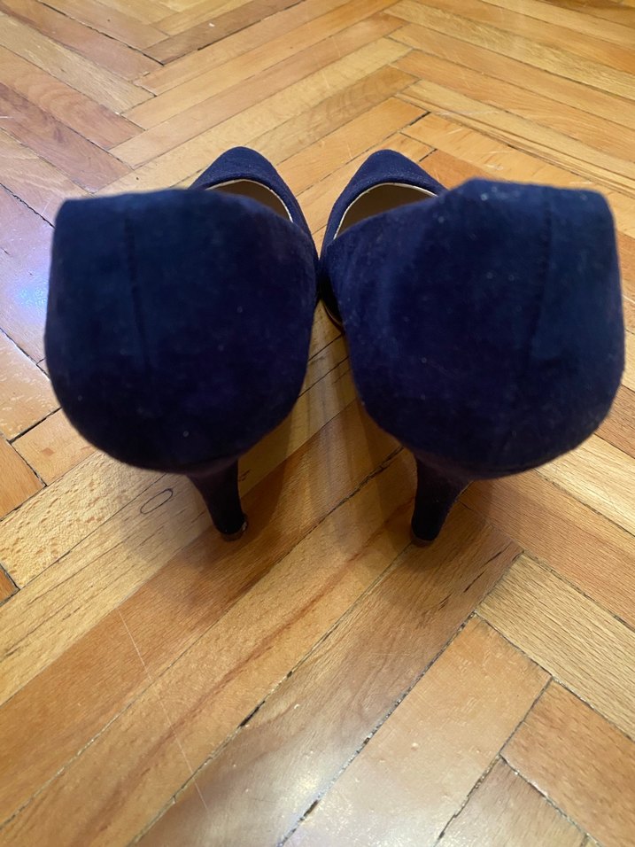 Lacivert Süet Stiletto Kadın Ayakkabı - Görsel 4