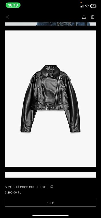 ZARA DERİ CROP BİKER CEKET