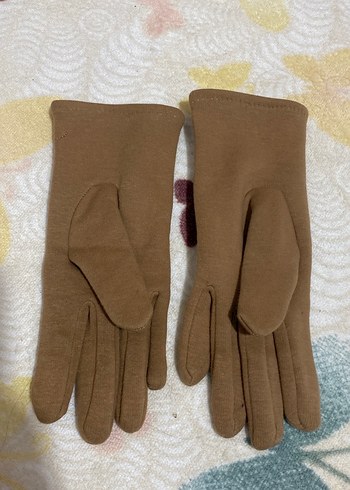 Bej Dantel Detaylı Kadın Triko Eldiven - Görsel 2