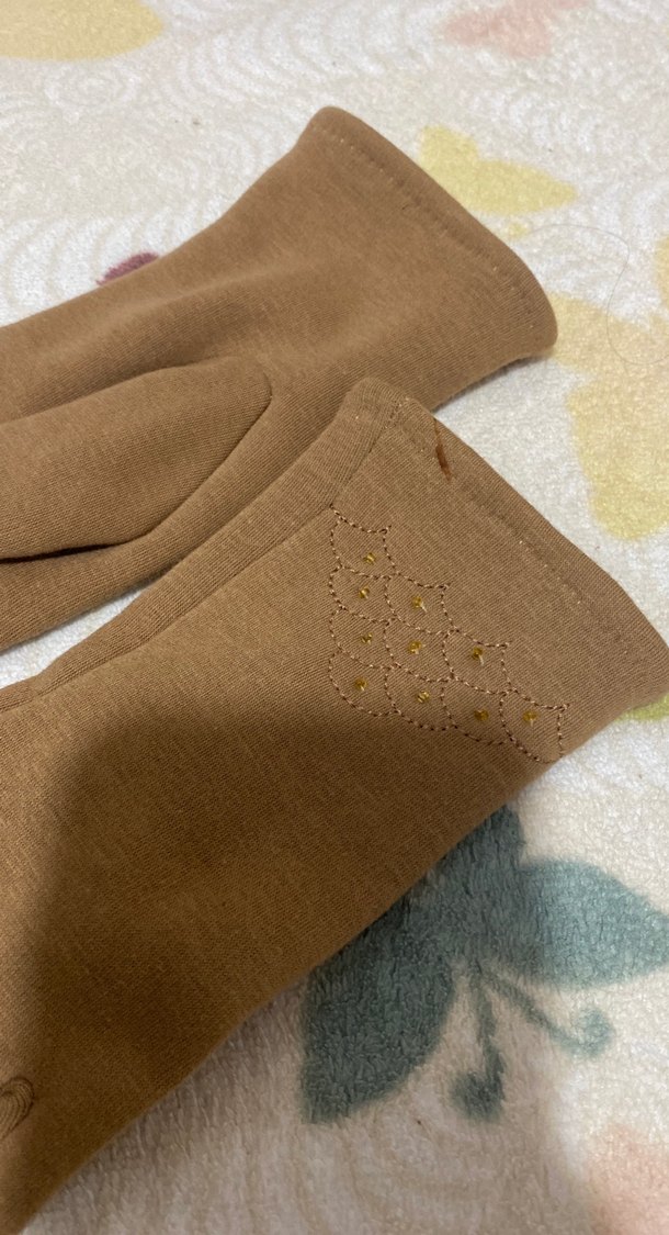 Bej Dantel Detaylı Kadın Triko Eldiven - Görsel 3