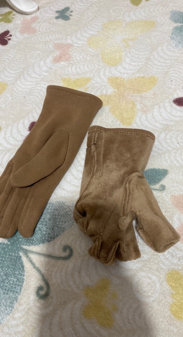 Bej Dantel Detaylı Kadın Triko Eldiven - Görsel 4