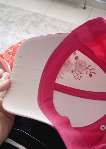 5-8 Yaş, 22 cm Beden pembe Renk Puantiyeli Pembe cocuk Spor Şapka