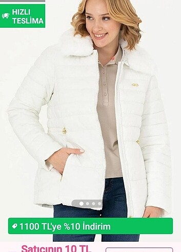 Polo kadin beyaz mont