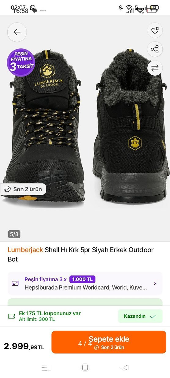 Lumberjack Siyah Erkek Outdoor Bot 
sifir ürün - Görsel 3