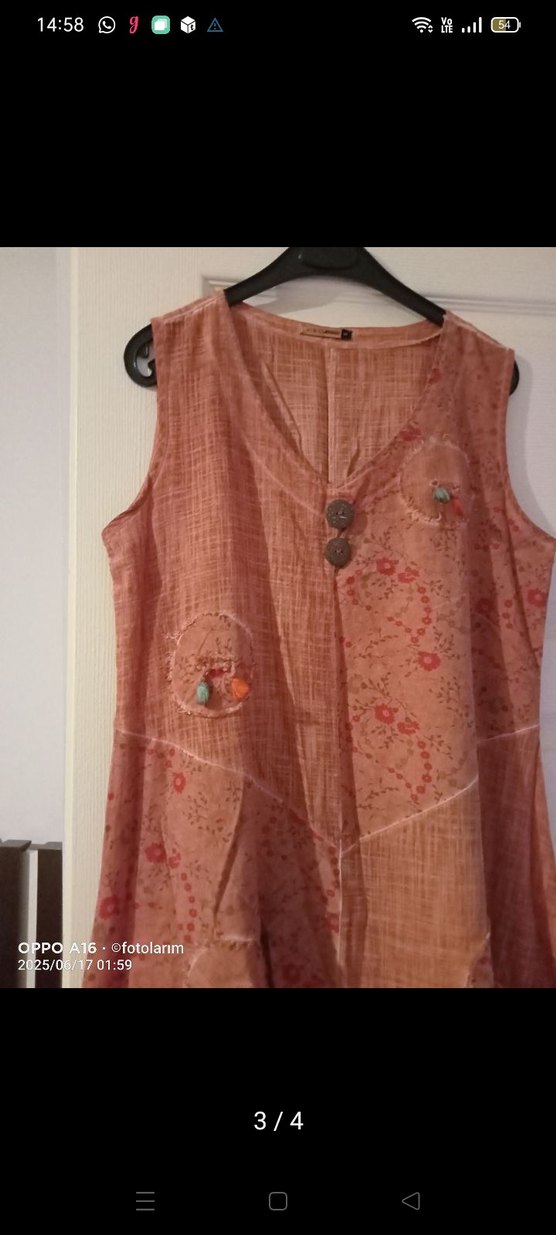 Bej Kolsuz Uzun Bohem Elbise - Görsel 3