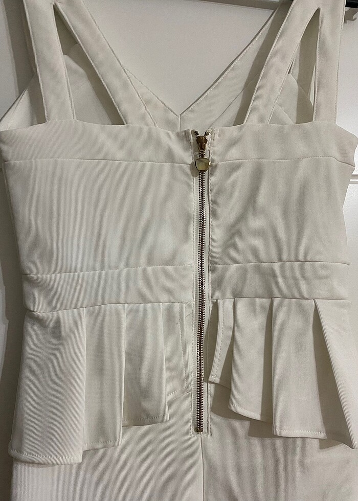 Beyaz Mini Elbise - Görsel 4