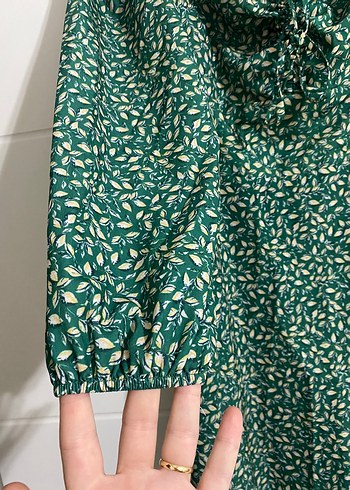 Uzun Yeşil Bohem Salaş Elbise - Görsel 4