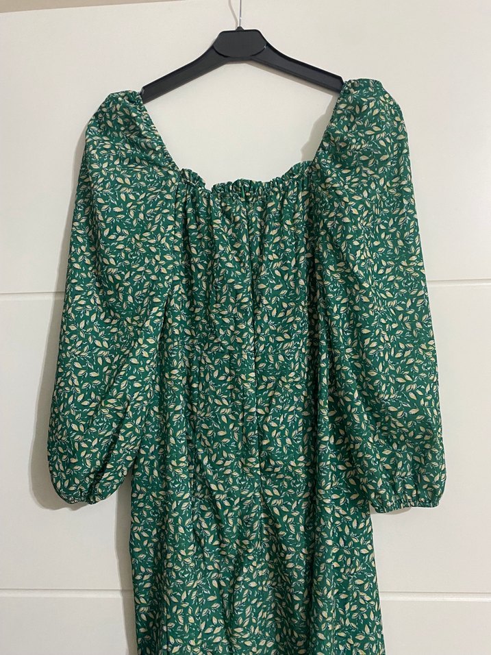 Uzun Yeşil Bohem Salaş Elbise - Görsel 5