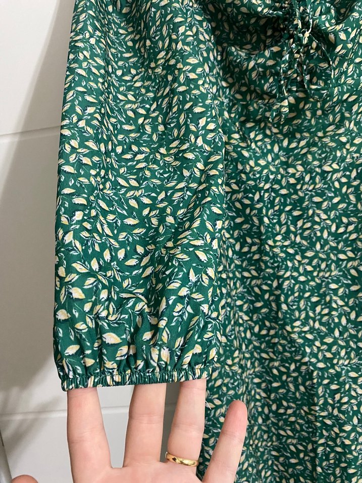 Uzun Yeşil Bohem Salaş Elbise - Görsel 4