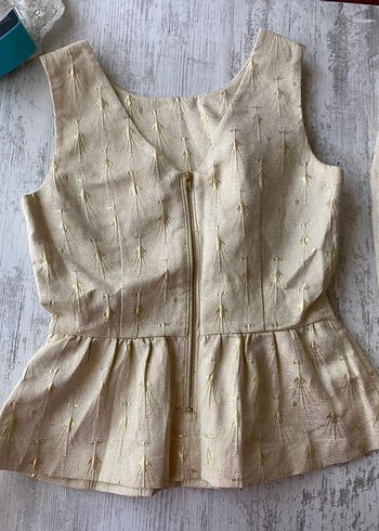 H&M Kısa Bej Dantel İşlemeli Kadın Ofis Elbisesi