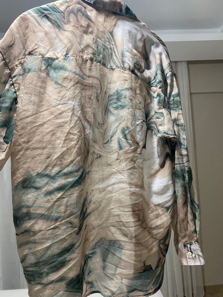 Bej Batik Desenli Gömlek - Görsel 5