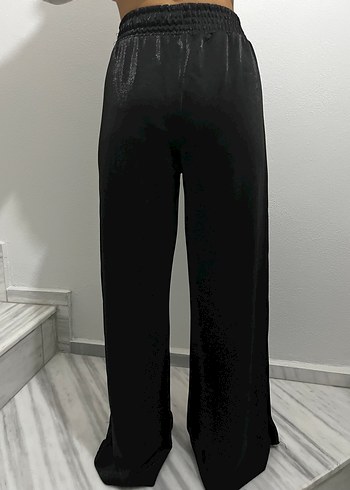 Düğmeli Siyah Salaş Kumaş Kadın Pantolon - Görsel 4