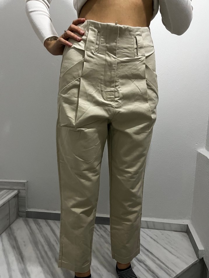 Bej Kadın Regular Fit Pamuk Pantolon - Görsel 2