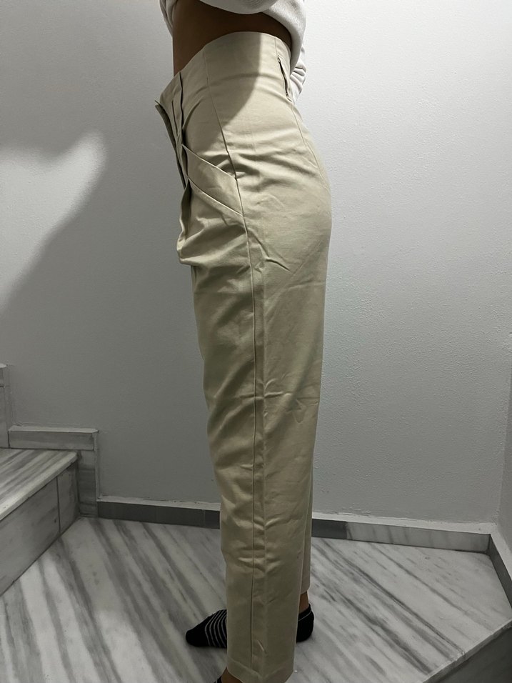 Bej Kadın Regular Fit Pamuk Pantolon - Görsel 3