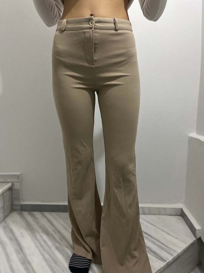 Bej Midi Kadın Kumaş Pantolon - Görsel 2