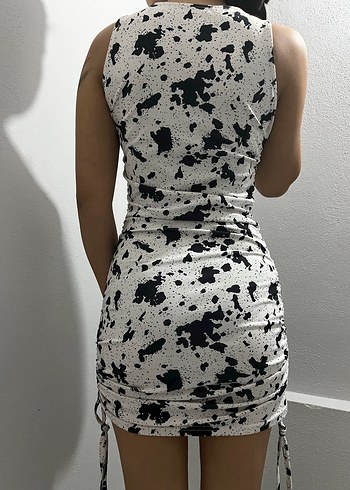 Beyaz Siyah Bağcıklı Mini Etek - Görsel 2