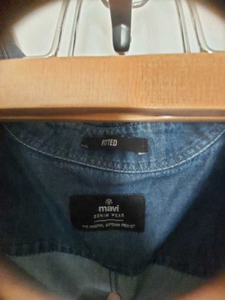 Düğmeli Mavi Denim erkek Gömlek - Görsel 3