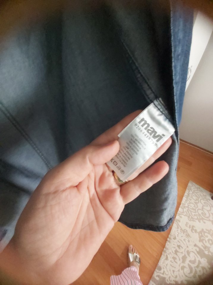 Düğmeli Mavi Denim erkek Gömlek - Görsel 4