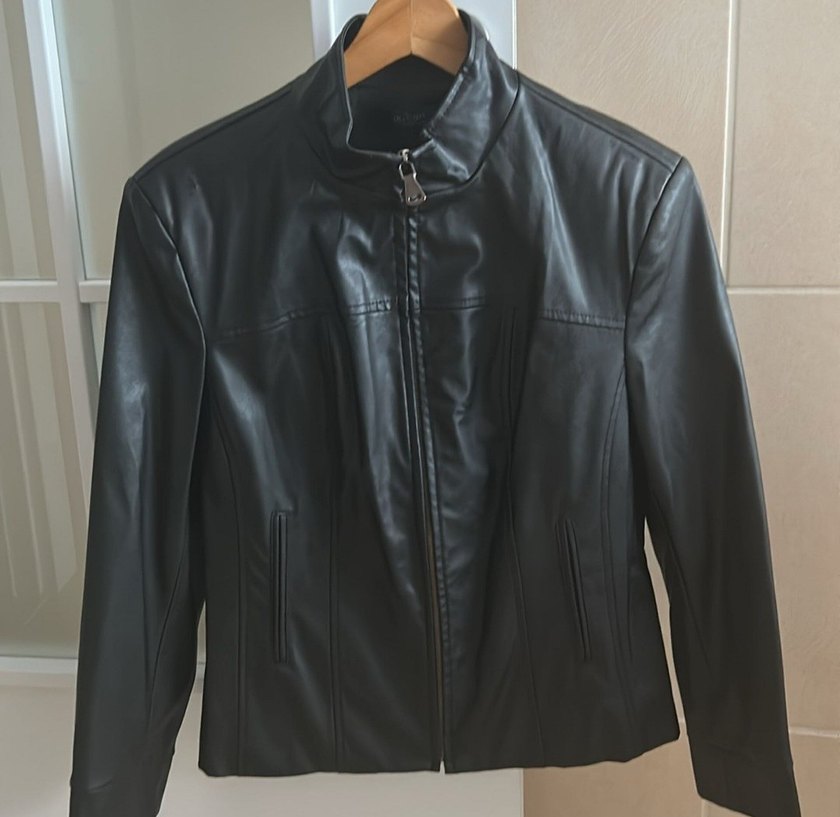 Siyah Deri Kadın Biker Ceket - Görsel 2