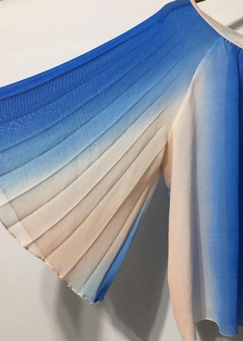 Bohem Mavi Batik Desenli Salaş Bluz - Görsel 3