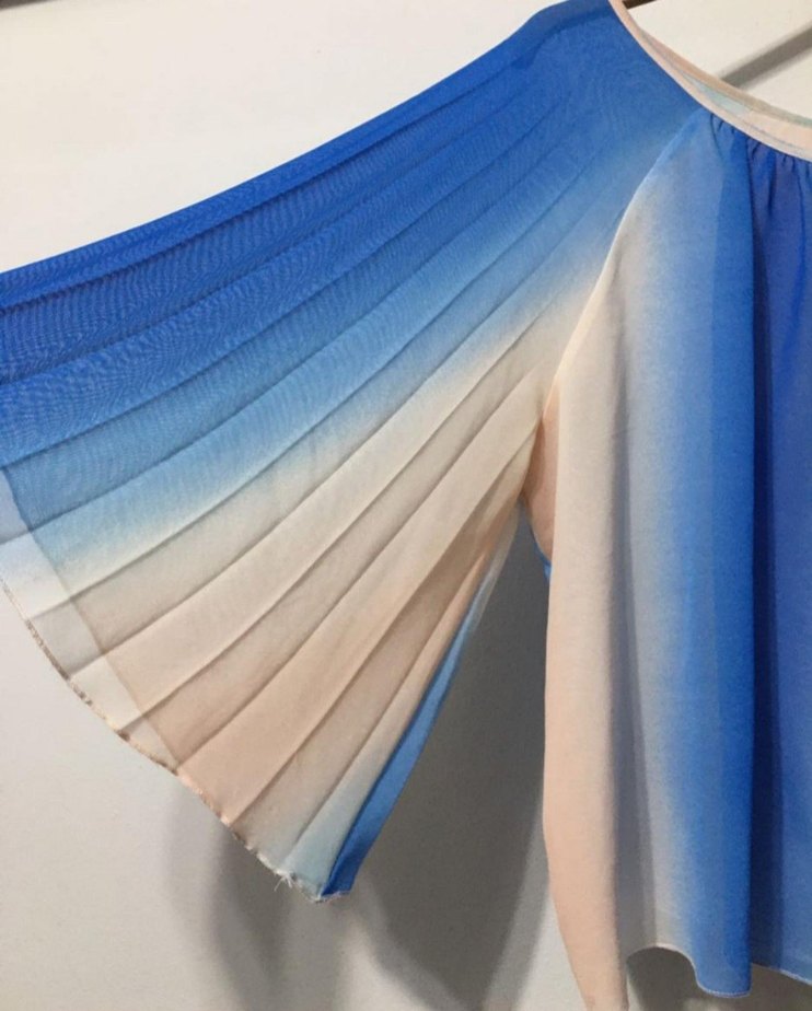 Bohem Mavi Batik Desenli Salaş Bluz - Görsel 3