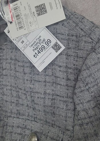 Düğmeli Gri Kadın Mini Ceket - Görsel 8