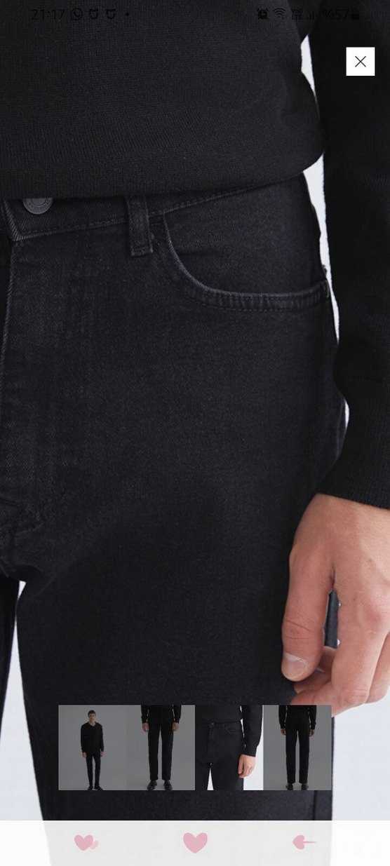 Erkek Siyah Regular Fit Denim Pantolon - Görsel 2